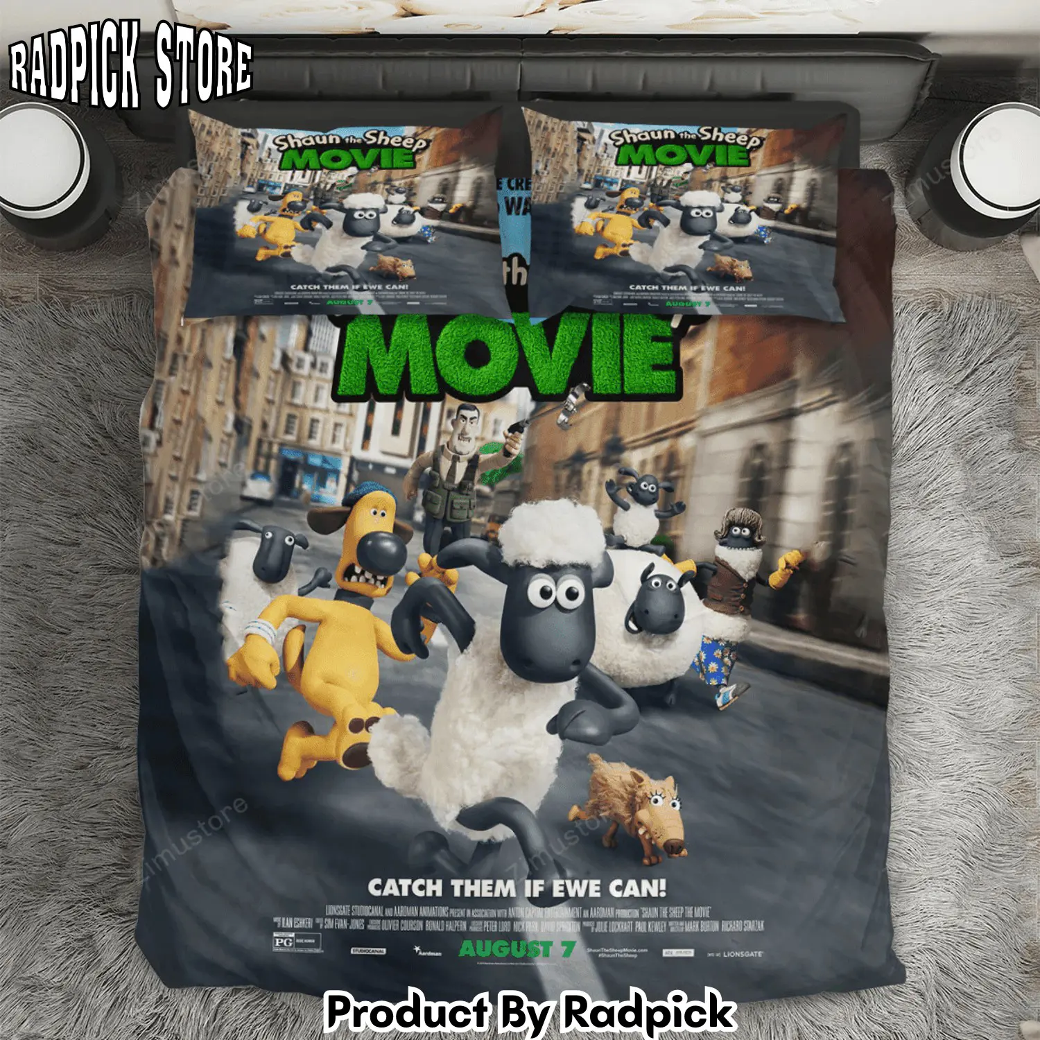 Radpick shaun the sheep movie poster 1 3pcs 3pcs bedding set duvet cover and pillow cases gift for fan rp3272353